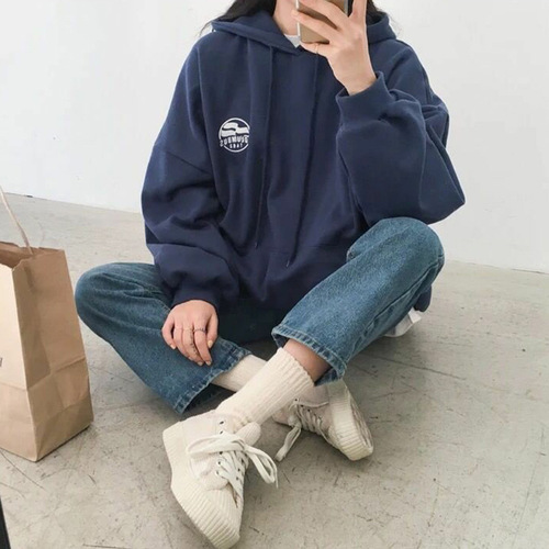 Women's Cap Sweatshirt Ins Trendy Autumn Winter Waitmore Fleece Thick Jacket Loose Korean Style Fashion Student Top