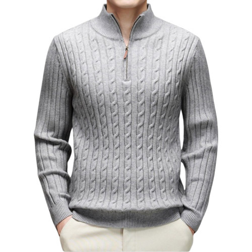 Explosiones transfronterizas de tamaño europeo medio cremallera jersey de hilado suéter hombre viejo viento de negocios otoño invierno fábrica al por mayor