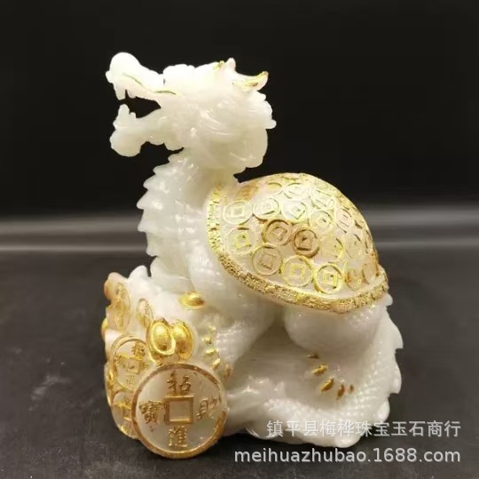 厂家批发夜光龙龟麒麟鎏金摆件装饰品树脂古玩客厅玄关摆件直播货