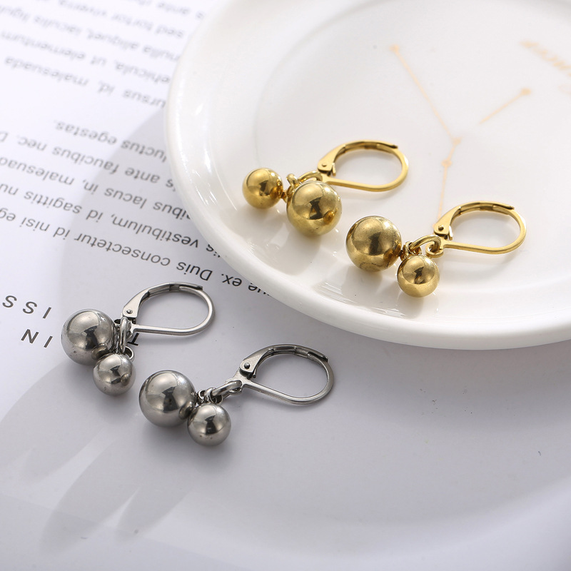 Fashion Ball Stainless Steel Plating Drop Earrings 1 Pair display picture 3
