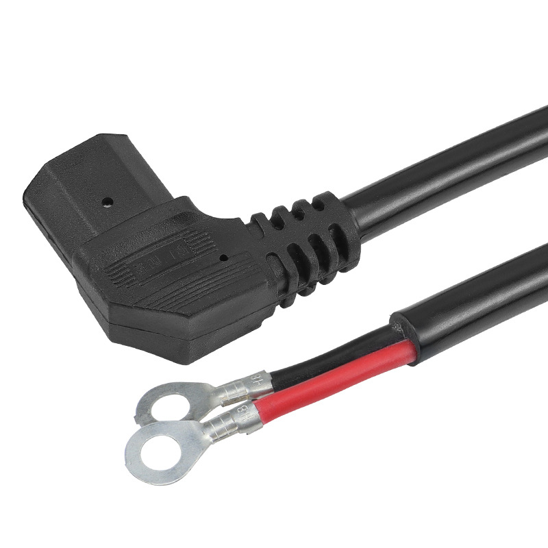 Batería de coche macho y hembra de tres agujeros de enchufe Triciclo fuente de alimentación de la batería de 6 cuadrados de alambre curvo de tipo T enchufe negrita