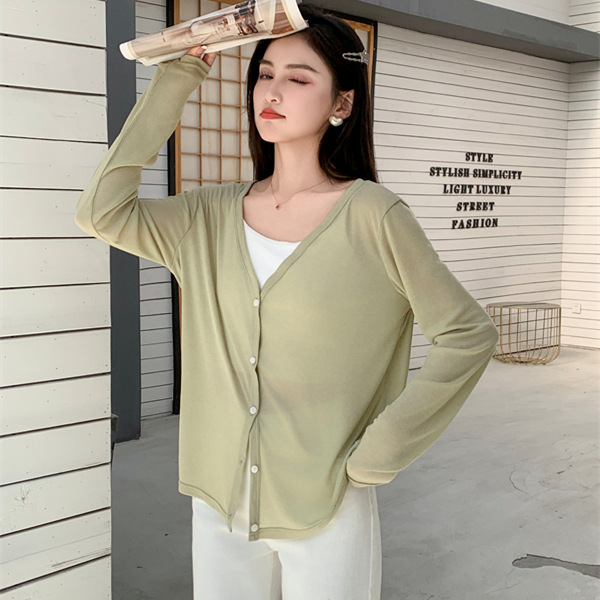 Knitted Cardigan Women's Spring and Summer New Long-sleeved Sun-protective Clothing Tencel Cool and Comfortable Knitted Sweater Quick-drying Breathable Top