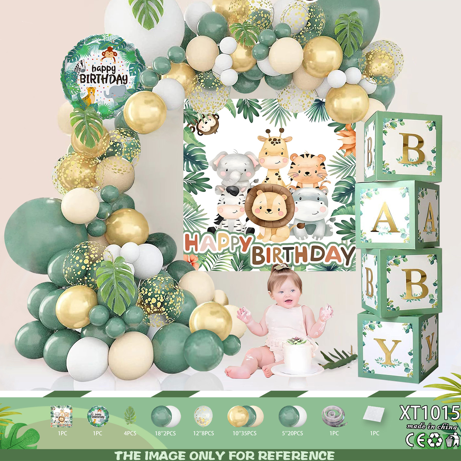 Fiesta de cumpleaños redonda escena diseño decorativo globo traje de juguete para niños globo de aluminio letras y números