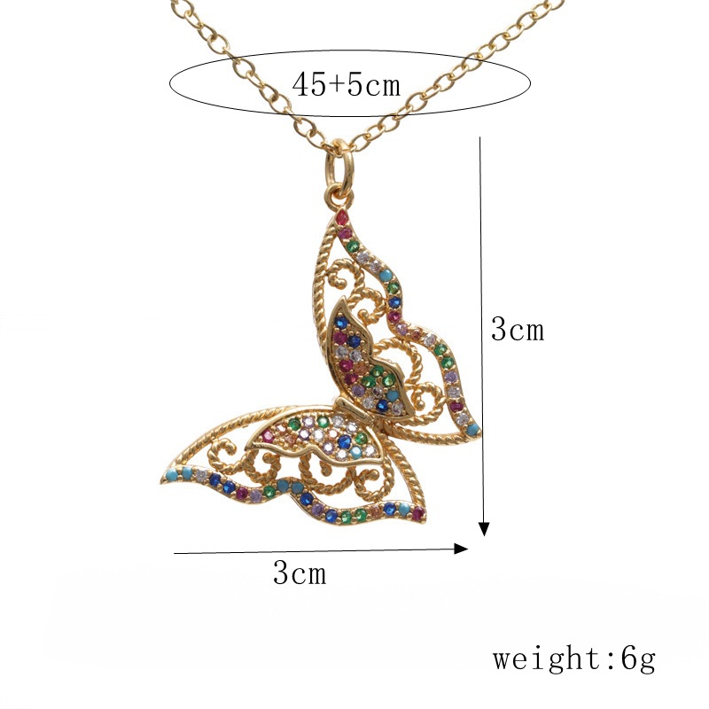 Fashion Butterfly Copper Necklace Inlay Zircon Copper Necklaces