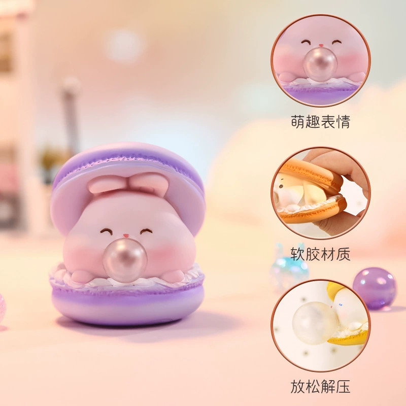 Украшения для стола Mingzuo Bubble Macaron – фигурки макарон, оранжевый щенок / фиолетовая свинка / зеленая лягушка