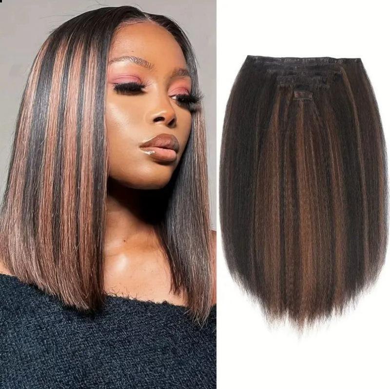 European and American Foreign Trade Wholesale Yaks Straight Hair Seven-Piece Set of Chemical Fiber Hair Extensions Fluffy Curly Wig Natural Invisible