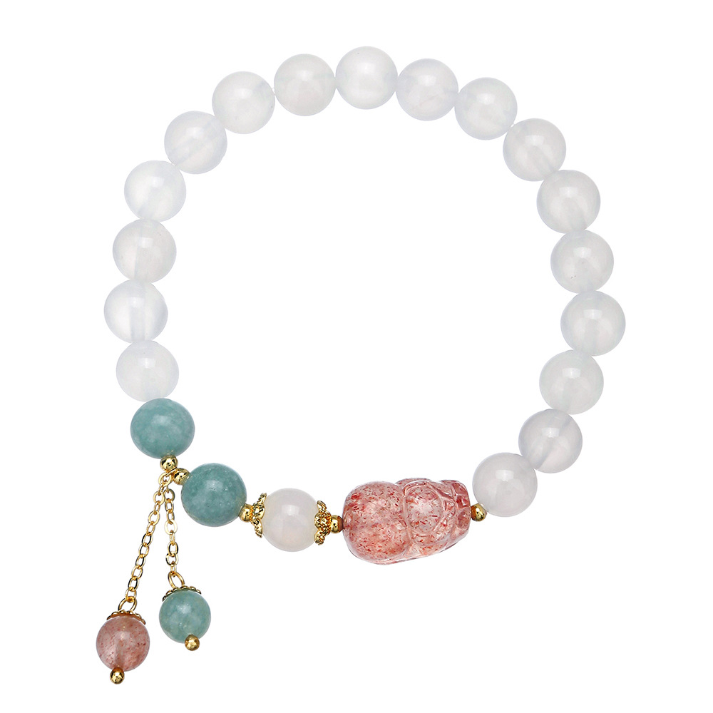 Alta calidad piedra natural lichi congelado ágata pulsera de cuentas de cristal de fresa de verano para mujeres diseño de pulseras de estilo de pulseras