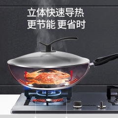 New non-stick wok pan with mullite flat pan smokeless wok for household gas stove induction cooker universal planet wok