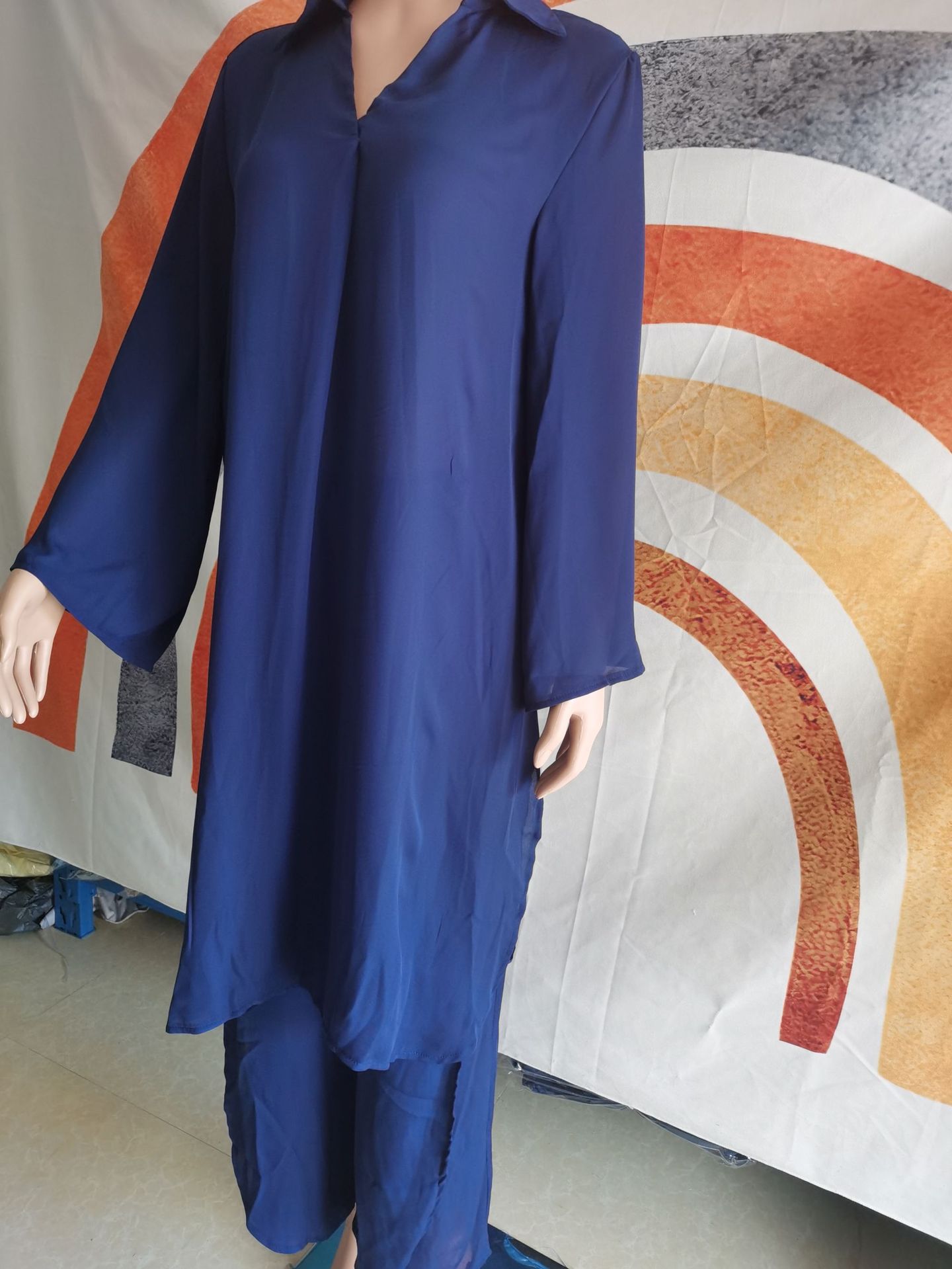 GraceChic Malaysia Women's 2024 Spring New Long Sleeve Shirt Wide Leg Pants Set Elegant Commuting Fashion Versatile_voghion.com