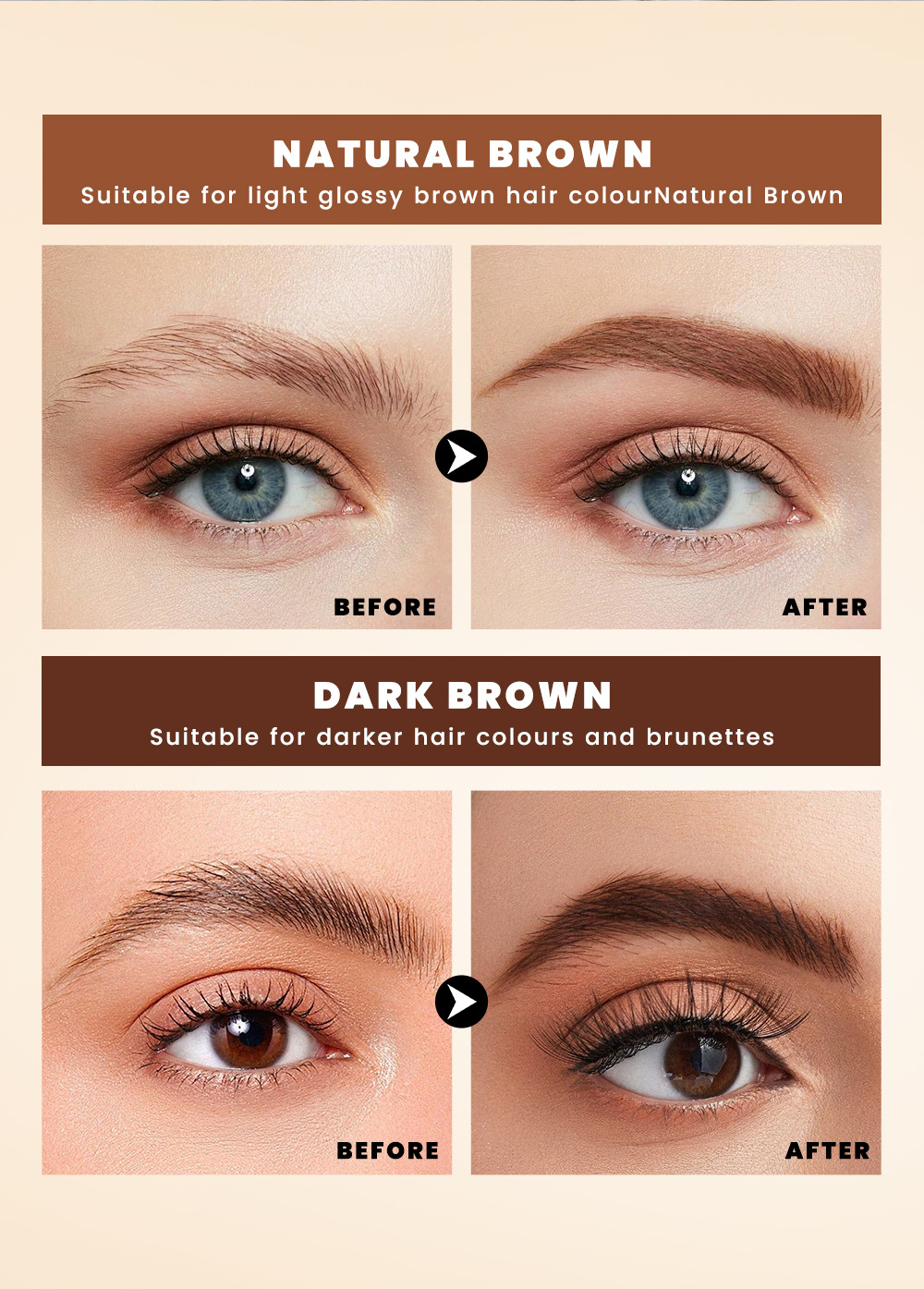 QIBEST Eyebrow and Eye Makeup Set is waterproof, sweat-proof, and does not easily smudge. It offers long-lasting, natural, and three-dimensional eye makeup undefined
