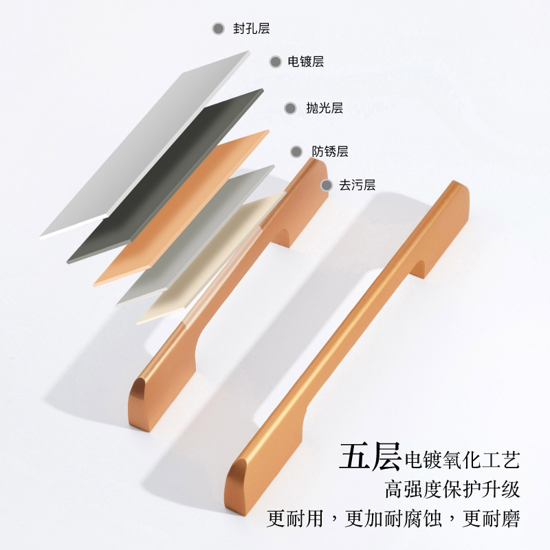 Black gold American cabinet door handle Drawer cabinet wardrobe door handle Bullet lengthened aluminum alloy handle