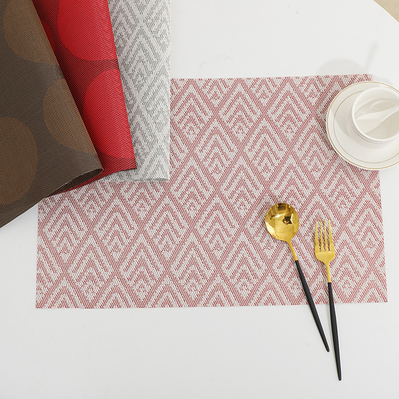厂家直销六圆PVC编织餐垫PVC编织图案餐垫防水防油涤纶餐厅餐桌垫详情2