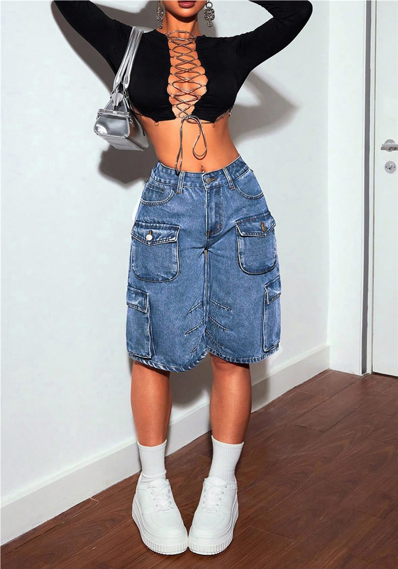 Women's Casual Straight Leg Jeans With Multiple Pockets - High Waist Washed Denim Pants For Streetwear & Daily Wear (Blue, S-Xxl)_ecoleips.com