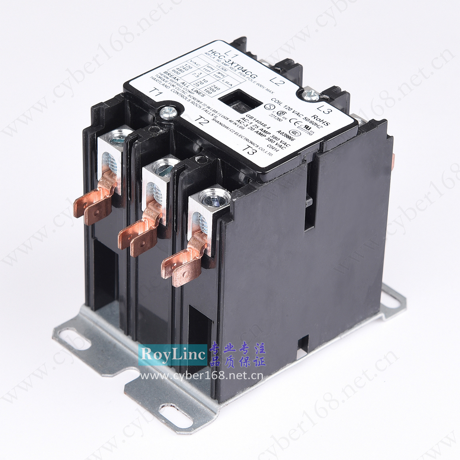 120V 40A HCC-3XT04CG Hartland Controls UL CSA 三相交流接触器