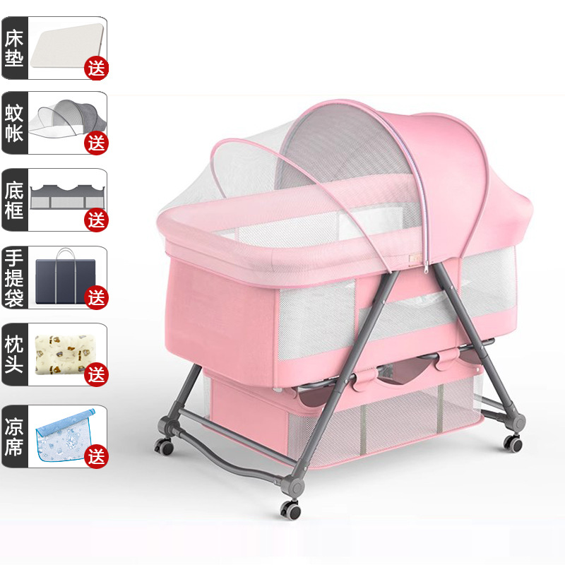Cuna portátil plegable Cuna Cama con rodillo móvil cama de bebé BB dormir recién nacido cama de empalme