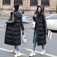 反季羽绒服女黑色加厚直筒宽松白鸭绒过膝到脚踝中长款长冬季
