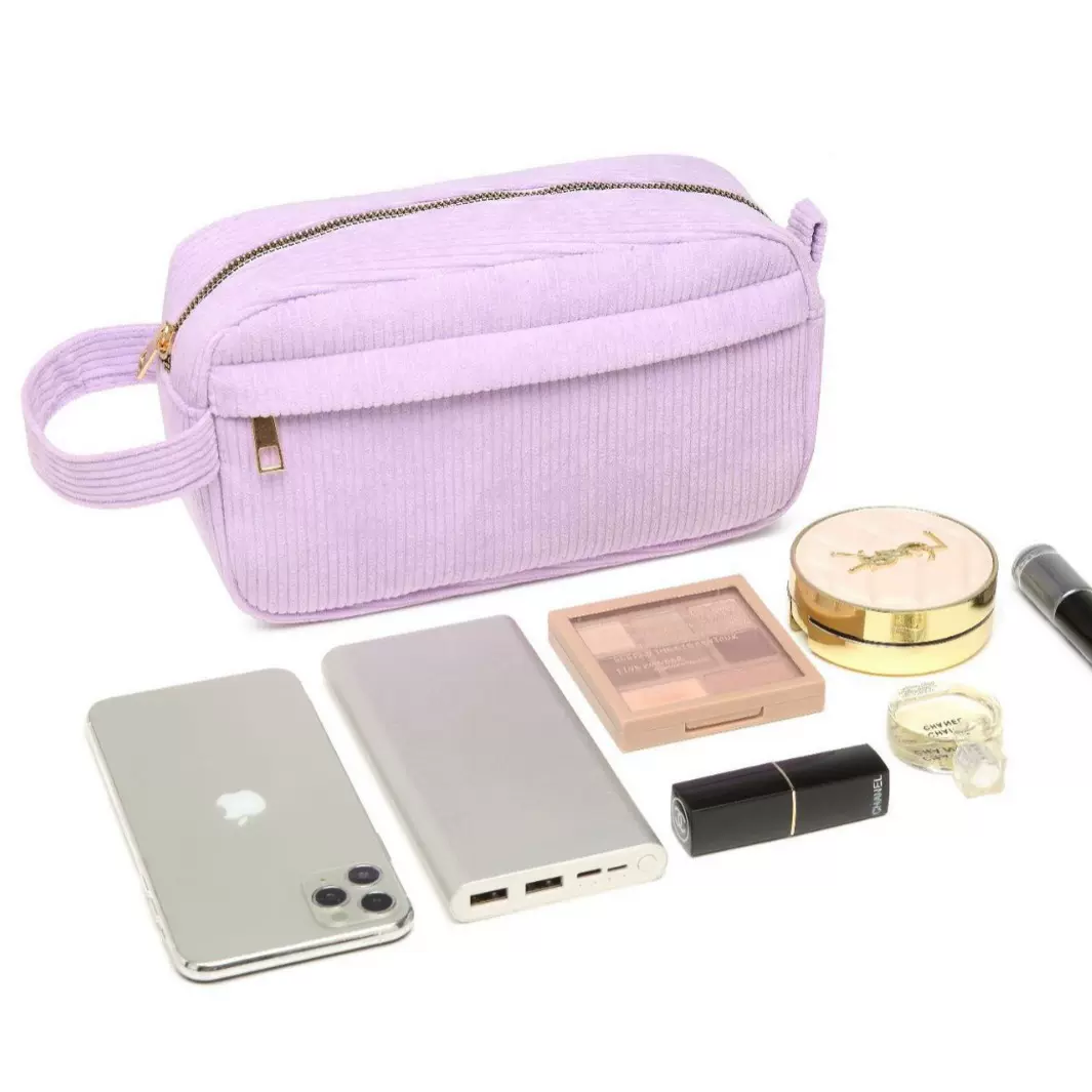 灯芯绒化妆包现货跨境车载便携收纳包手提大容量旅行收纳包