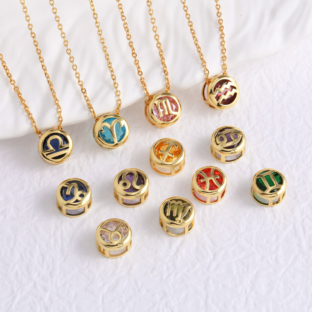 Collier signe astrologique avec zircon et pierre de naissance_voghion.com