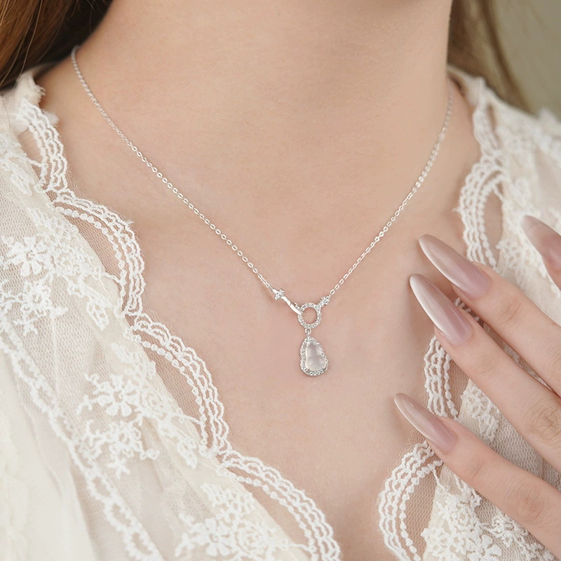 Ожерелье Qianjia, прозрачная изящная цепочка для сумочки-ключницы, серебро 925, китайский стиль, лёгкая роскошь