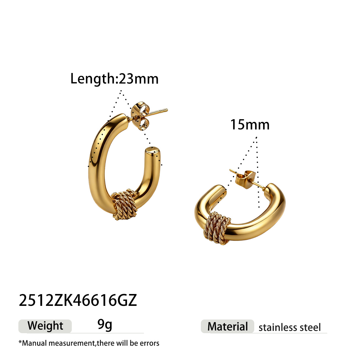 Alta Europa y los Estados Unidos transfronterizos acero inoxidable chapado 18K oro real aretes geométricos ligeros de lujo de alto nivel nicho auriculares al por mayor
