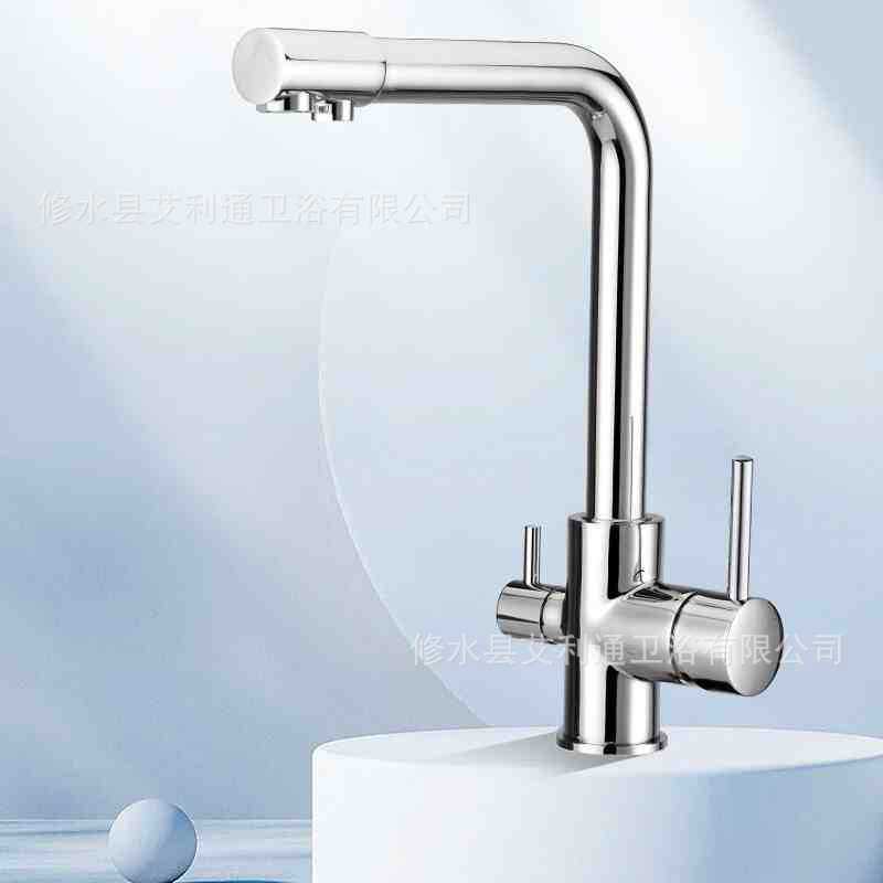 Agua de purificación de cocina directa grifo de agua fría y caliente doble control 3 - en - 1 lavabo de verduras girar agujero único comercio exterior al por mayor transfronterizo