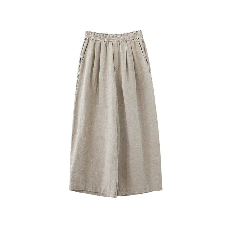 2025 новый стиль удобный шнуровка широкие брюки летние льняные брюки большие брюки рыхлый стиль повседневная женщина