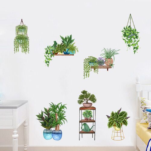 A variety of green plant wall stickers, car stickers, decorative stickers, self-adhesive 3D three-dimensional wall wallpaper, living room bedroom background wall renovation