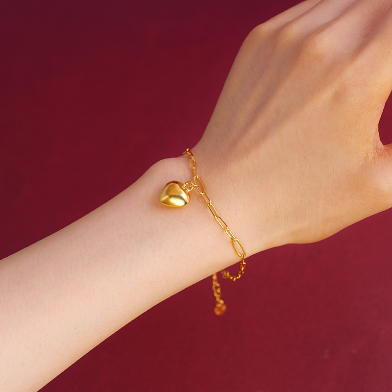 Simple 3D hueco en forma de corazón traje en forma de corazón pulsera elegante collar de las mujeres con aleación de cobre de moda del todo fósforo