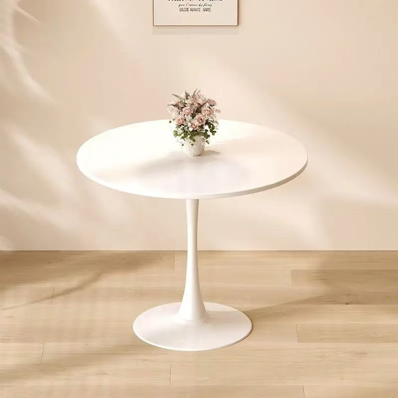 白い北欧テーブルバルコニー円形交渉ミルクティーカフェテーブルと椅子の組み合わせ食卓チューリップ円卓食卓|undefined