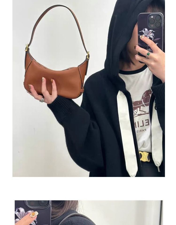 Pomlad in poletje 2024 Nova usnjena torba za cmoke Triumphal Arch Romy pod pazduho, ročna torba za čez ramo, majhna torba za čez ramo_voghion.com