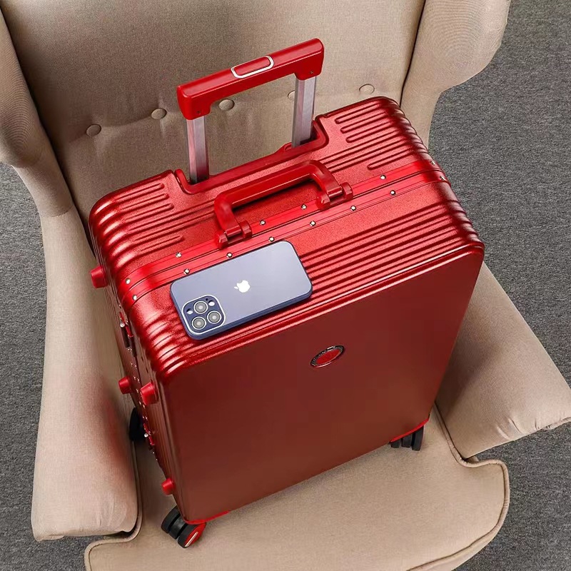 웨딩 수하물 케이스 여성용 웨딩 트롤리 케이스 범용 휠 여행 가방 동반 암호 상자 대용량 알루미늄 프레임 산악 보드 케이스