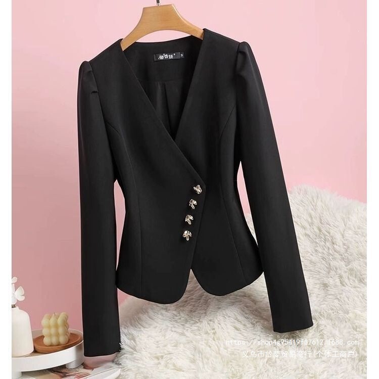 Women's Autumn 2026 New Design Fashionable Slim-Fit Short Blazer with Collar Women's Autumn 2026 New Design Fashionable Slim-Fit Short Blazer with Collar