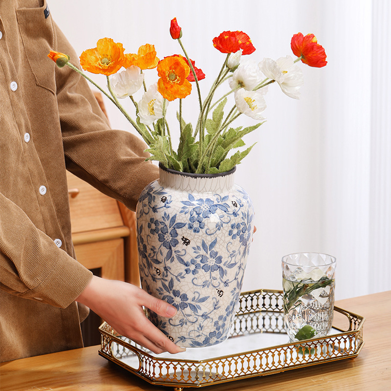 Creative classical blue and white porcelain vase, home living room decoration, TV cabinet, entryway, living room ornament, display