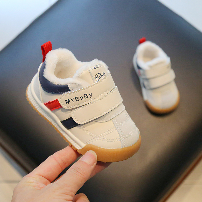 Zapatos de tablero de zapatillas de Velcro doble para niños con forro polar antideslizante inferior suave bebé dos zapatos de algodón para niños y niñas zapatos cálidos de algodón