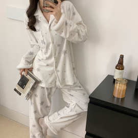 2026新款冬季雪花简约海岛绒女睡衣家居服