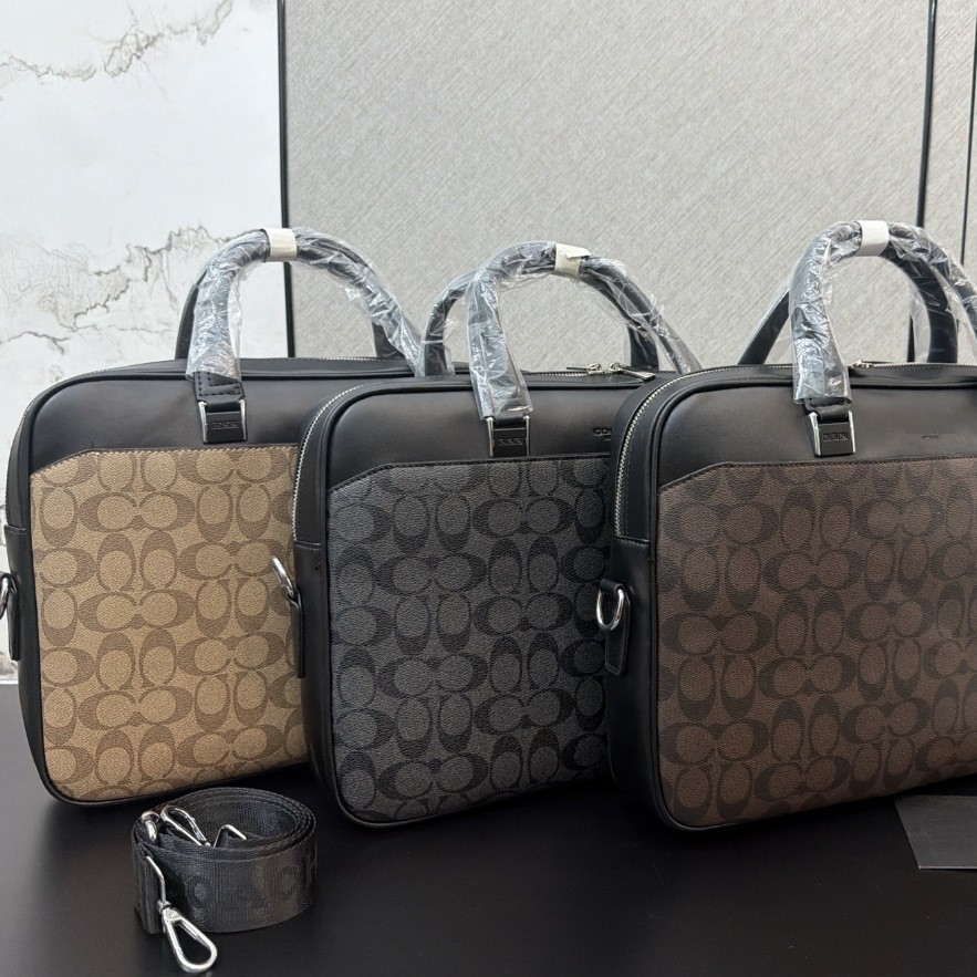 C家新款男士手提包商务公文包拉链软皮包出差文件包工厂批发跨境