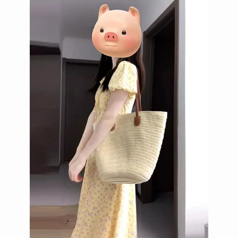 法式荷叶边泡泡袖黄色碎花连衣裙子女夏季2025新款设计感收腰长裙|undefined