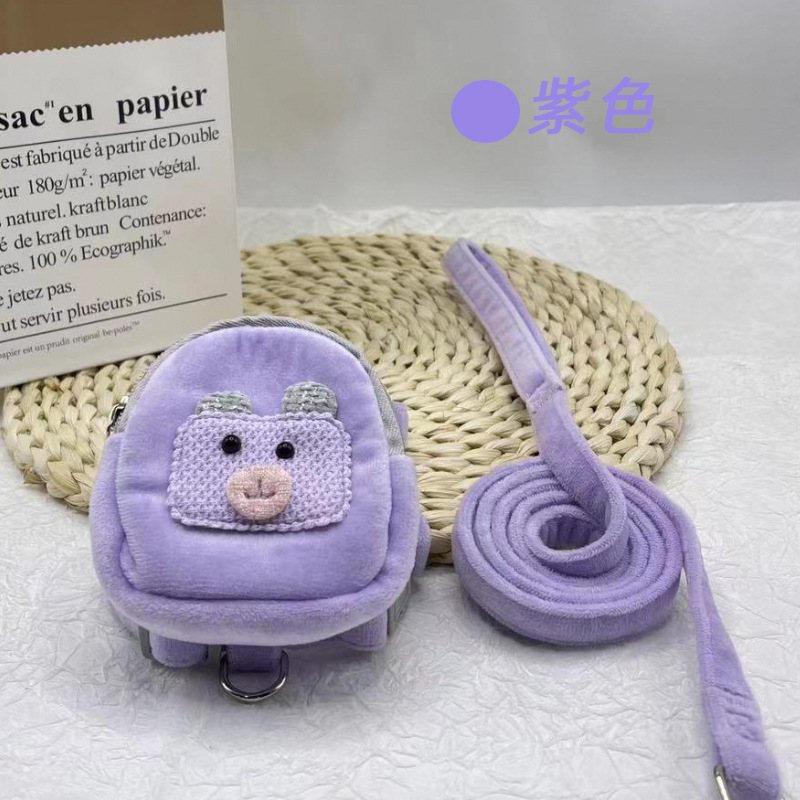 Mochila para mascotas oso de peluche Correa gato perro correa de pecho Cadena de perro cuerda para caminar monedero gato cuerda para caminar