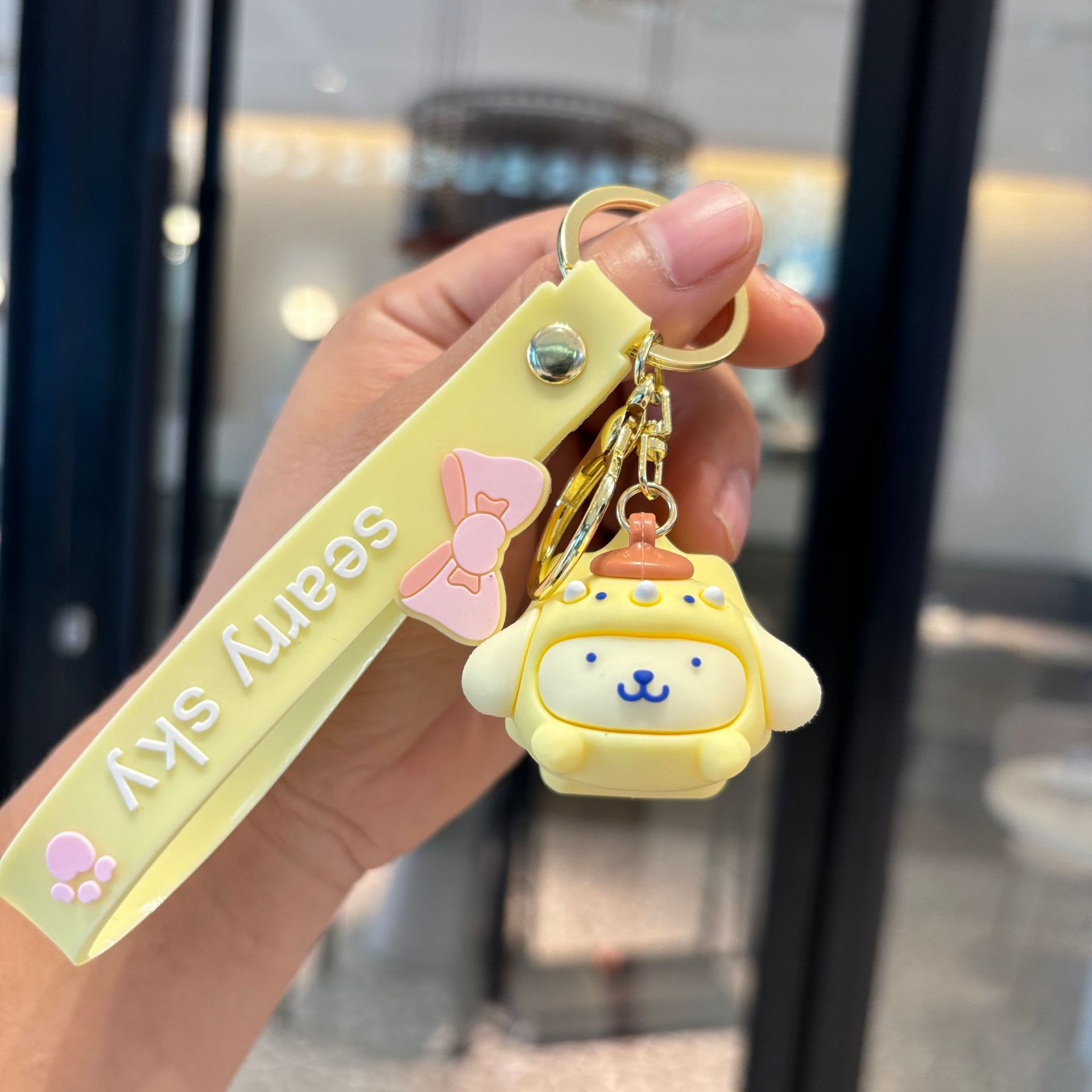 Caricatura Sanrio llavero colgante de muñeca Kulomi bolso de coche llavero muñeca máquina pequeña regalo al por mayor