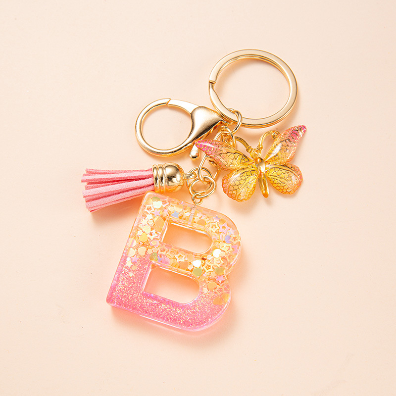 24g Weight Bag Pendant, Keychain Classification 1 Piece Quantity Holiday, Daily Occasion Resin Material Letter, Butterfly Pattern Unisex Gender Elegant, Commute Style Elegant Commute Letter Butterfly Resin Unisex Bag Pendant Keychain 1