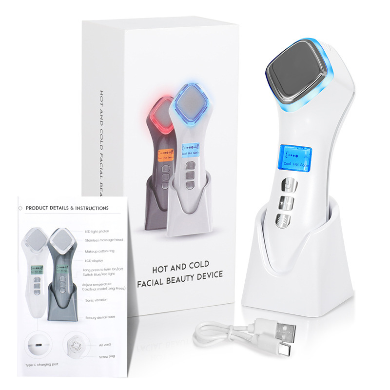 Cross-Border New Hot and Cold Ion Introduction Instrument Household Facial Lifting Photon Rejuvenation Instrument Electronic Beauty Introduction Instrument