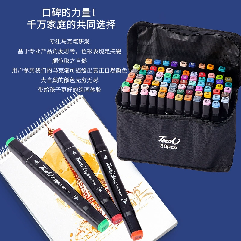 Детский набор маркеров для рисования, 48 цветов, двусторонние маркеры в тканевом чехле
