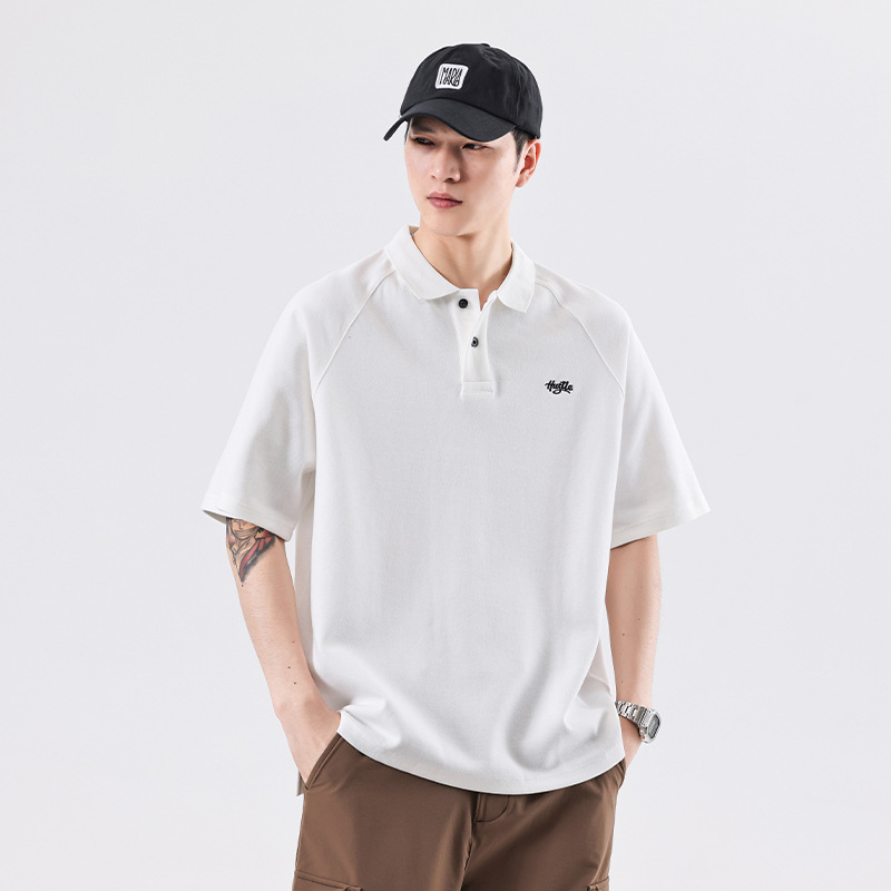 New Spring and Summer American Style Retro Nostalgic Short-Sleeved Polo Shirt Men's Mountain Outdoor High Street Base Shirt