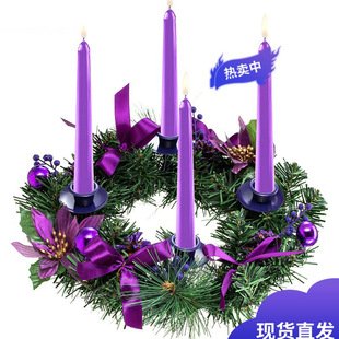 Ribbon Christmas wreath Christmas ornaments manufacturers wholesale Christmas candlestick wreath candle cup Christmas Christmas candlestick