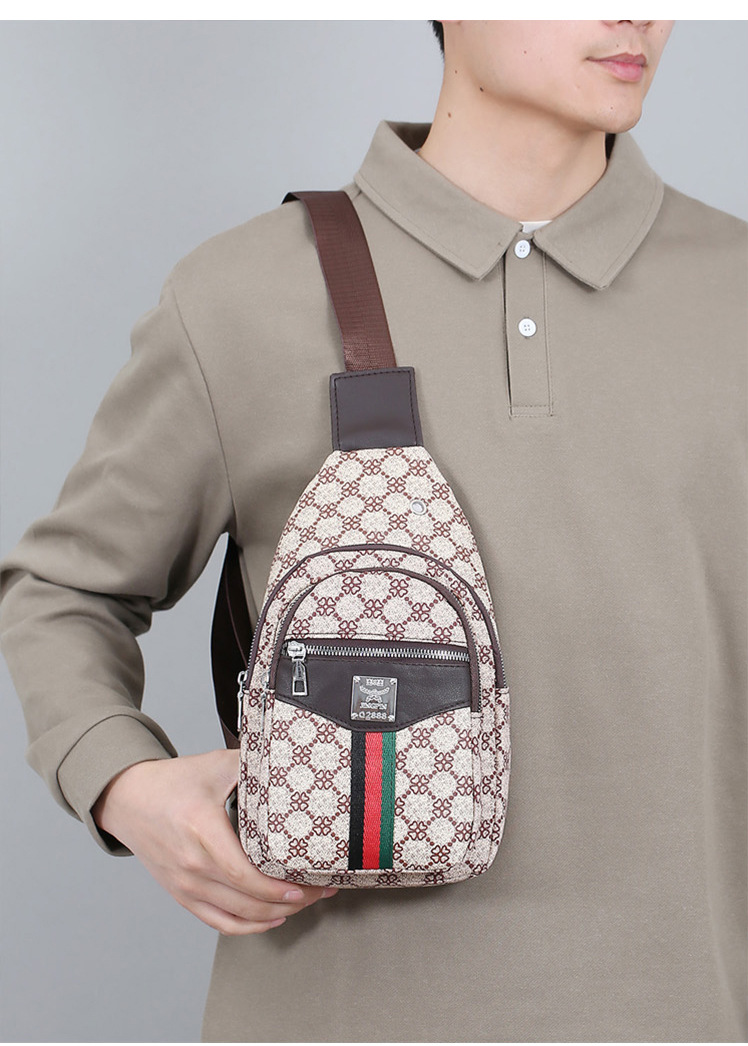 Cross-border chest bag, men's crossbody bag, travel shoulder bag, large-capacity leather bag, sports small backpack, multi-functional men's bag undefined