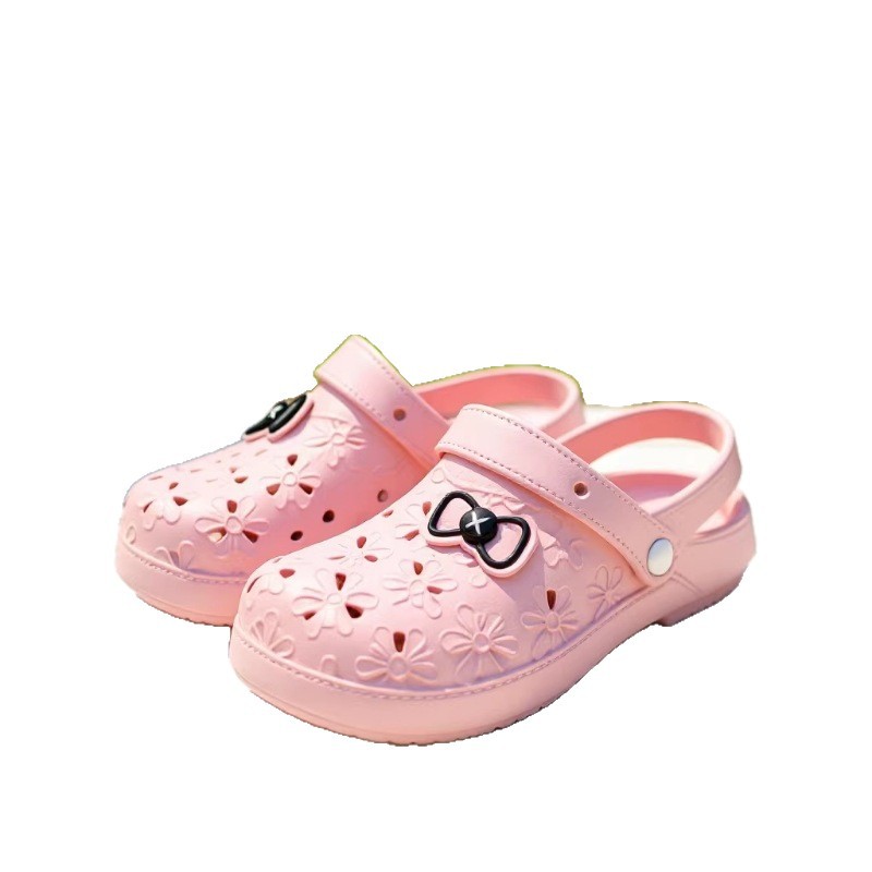 508 Sweet Bow Hollow Soft Sole EVA Top Quality Closed-Toe Sandals Clogs_voghion.com