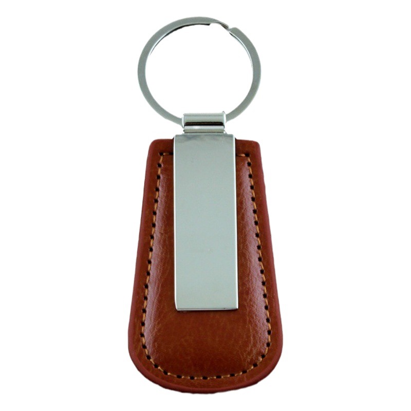 Cross-Border Spot Metal Car Pu Leather Keychain Custom Laser Logo Advertising Small Gift Pendant