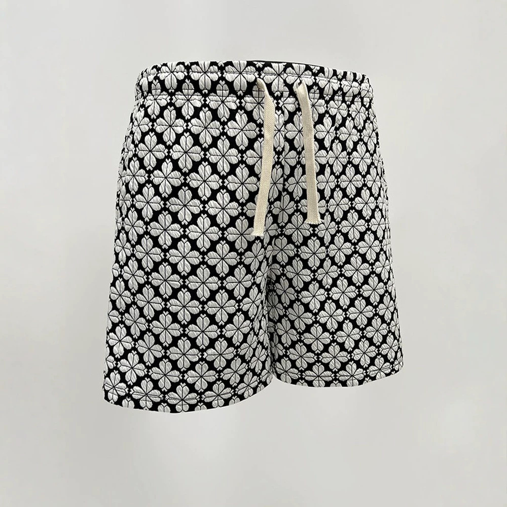 Men's Women's Trendy Houndstooth Casual Straight Leg Loose Fit Summer Shorts All Over Floral Print Beach Clothing_viptrois.com
