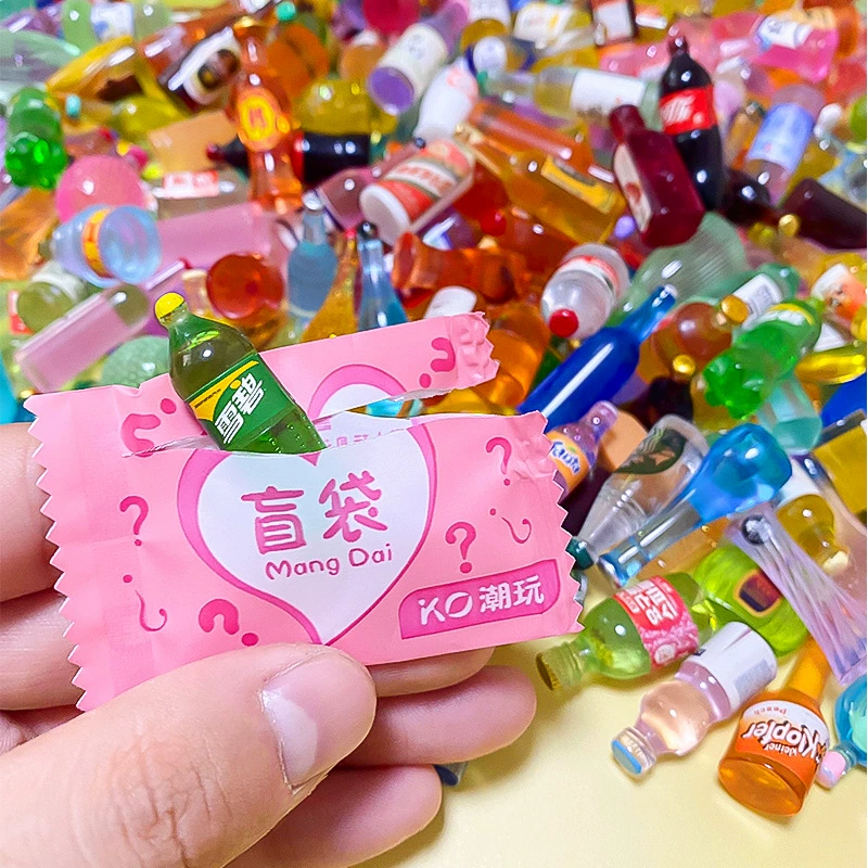 Мини-еда миниатюрная игра супермаркет маленькая слепая сумка сеть красная мини-еда закуска модель игрушка напиток винная бутылка украшения украшения