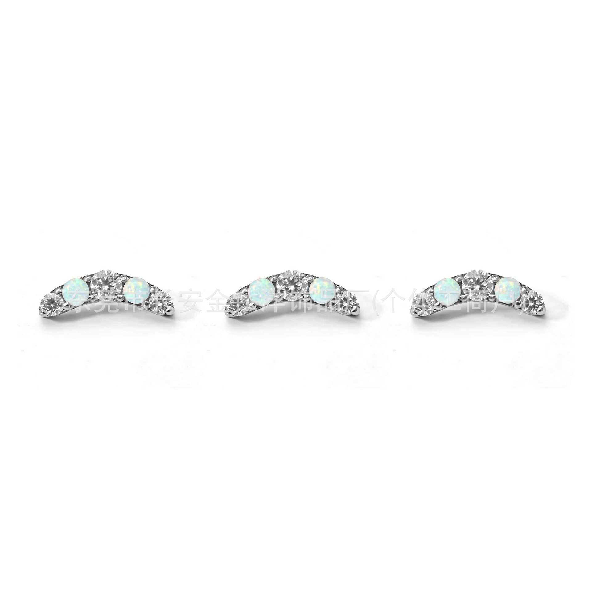 F136 Titanium Five-Row Zircon Lip Piercing Ear Bone Stud G23 Titanium Alloy Body Piercing Jewelry detail image 7
